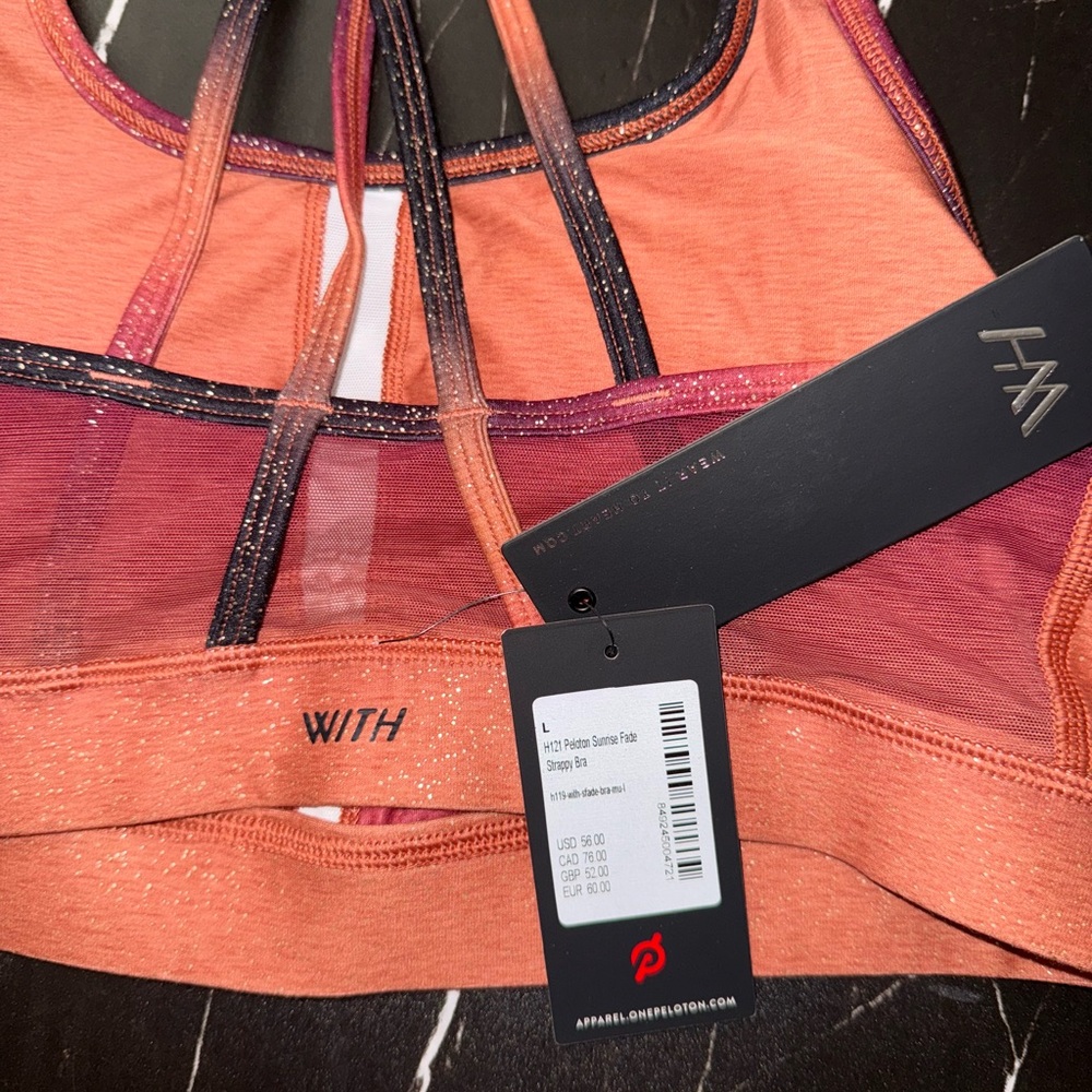 NWT Peloton Women's Shimmer Gradient Sports Bra - Pink and Orange - Picture 4 of 4